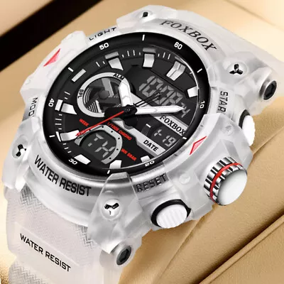 LIGE FOXBOX Men Sport Watch Transparent White Wristwatch LED Digital Boy Watches • $20.85