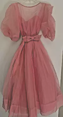 Vintage 1950s  Pink Chiffon Organza Party/Prom Dress S • $60