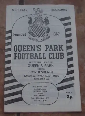 1975-76 (Nov)  Queen's Park  V  Cowdenbeath  - Scottish League • £0.99