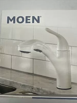 NEW Open Box Moen 87557W Brecklyn 1-Handle Pulldown Kitchen Faucet White Bin29 • $69.95