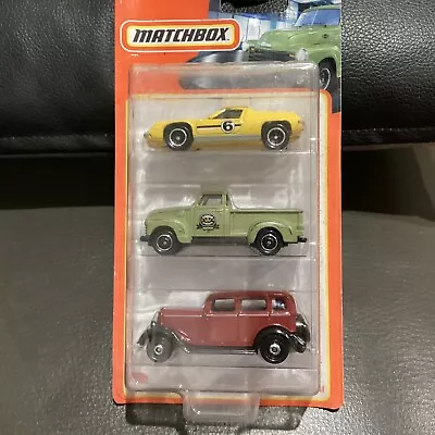 Matchbox 3 Car Pack - Coffee Cruisers 2 - 33 Plymouth 47 Chevy & 72 Lotus Europa • $22.50