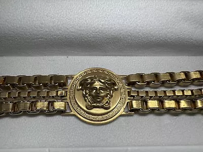 Vintage Versace Medusa Medallion Large 3 Strand Gold Tone  Men's Bracelet • $199.99