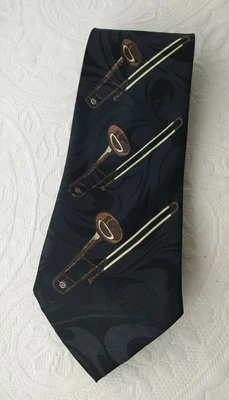 $8.99 • Buy Men's Tie Black With Trombone Design ~By Steven Harris 59  Classic