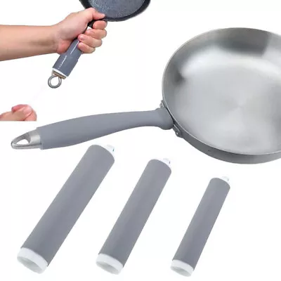 2X Pot Handle Anti-Scalding Heat Insulation Cover Shrinkable Silicone Pan Sleeve • £6.80