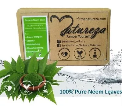 Natureza Organic Neem Soap Scrub Herbal Handmade Anti Acne 90g • £3.90