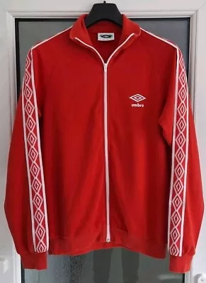 Umbro Vintage Mens Tape Logo Zip Track Top Jumper - Size Medium • £14.99