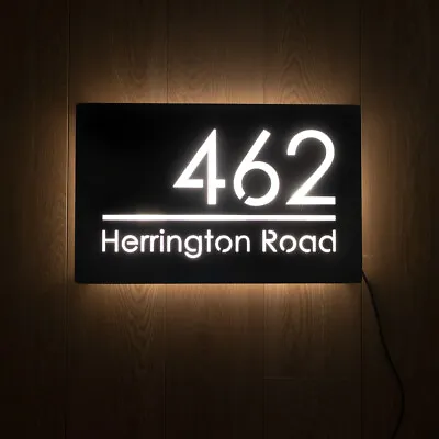 £145 • Buy LED House Number Sign Light Illuminated Floating Address Plaque