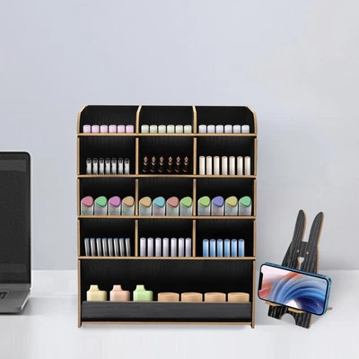 $13 • Buy Wooden Desk Organizer Desktop Stationary Home Office Supply Storage Rack Black