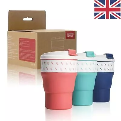 550ML Foldable Coffee Tea Cup Silicone Collapsible Portable Travel Coffee Bottle • £8.45