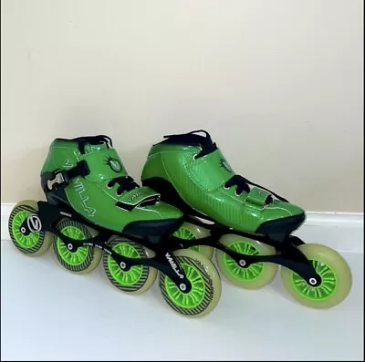 VANILLA 7000 Series GREEN INLINE SPEED SKATES 4-WHEEL Size Men's 6 Women's 7 • $200