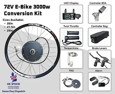 3000w Ebike Rear Hub Motor Wheel 80a Controller UKC1 Display MTX UK DIY Stealth • £640