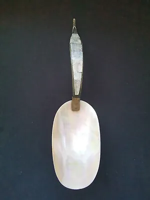 Rare Victorian Mother Of Pearl & Horn Serving Spoon With Hand Painted Inlays  • £26.99