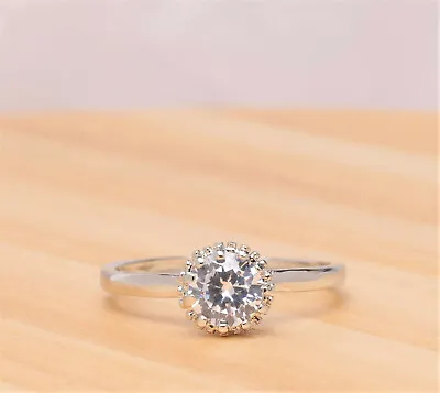 2CT Round CUT SOLITAIRE ENGAGEMENT RING 14K WHITE GOLD Finish Size 8 2pcs • $22.99