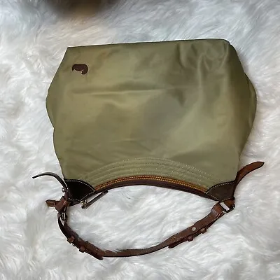 DOONEY & BOURKE Hobo Shoulder Bag Tote Erica Tan Nylon Leather Strap Duck Logo • $32