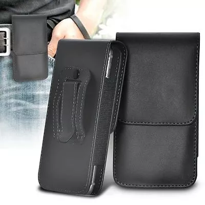 Vertical Belt Clip Quality Pouch Holster Top Flip Case Holder✔Black • £7.99