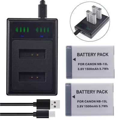 2 NB-13L Battery +Charger For Canon PowerShot SX730 G9X G7X Mark II G1X Mark III • $62.39