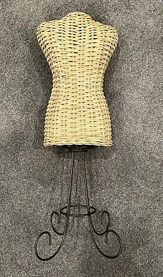 Blond Wicker Female Form Mannequin Display For Decor On Wire 4 Leg Stand • $30