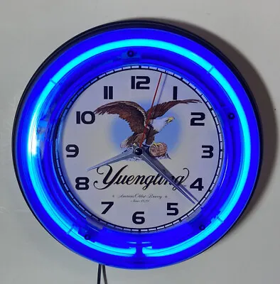 Yuengling Beer Logo Blue Neon Wall Clock • $79