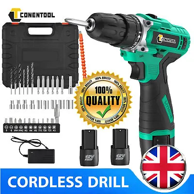12V Cordless Drill Electric Screwdriver Power Driver Combi Drills Kit +2*Battery • £21.99
