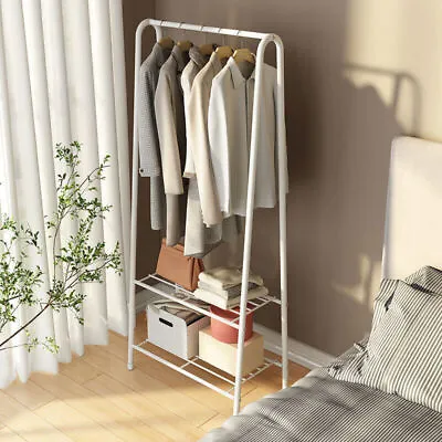 Heavy Duty Metal Clothes Rail Hanging Rack Garment Display Stand Storage Shelf • £11.89