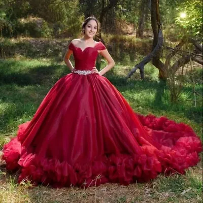 Red Quinceanera Dresses Ball Gown Princess Masquerade Prom Sweet 16 15 Dress • $114.94
