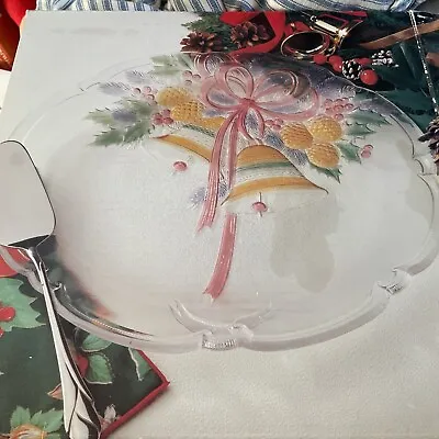 Mikasa Festive Bells Embossed Christmas Hostess Serving Platter Tray 14 3/4 In • $14