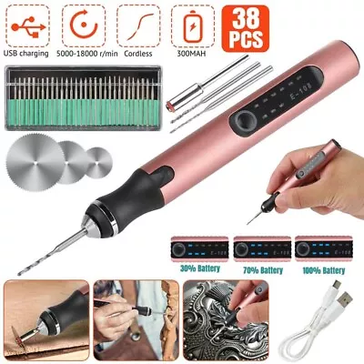 Cordless Electric Engraving Pen Micro Polishing Pen 33 Drill Bits • $20.99