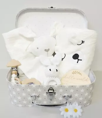 Personalised Neutral Baby Hamper Basket For New Baby Baby Shower New Born Gift • £29.99