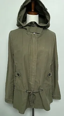 Zara Womens Military Parka Coat Jacket Size Medium Very Detailed Pockets Hood • $23.75