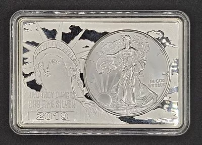 2019 1oz American Silver Eagle In 2oz .999 Silver Bar W/ Case | 3oz ASW | RARE! • $62