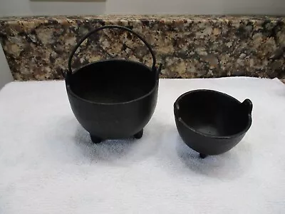 2 Vintage Cast Iron 3 Leged  Miniature  Kettle / Witch Pot • $20