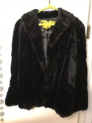 $30 • Buy Vintage Sleeveless Black Fur Stole Wrap Cape. Fashion Furs Troy New York