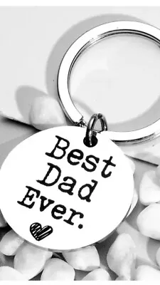 Fathers Day Best Dad Ever Engraved Metal Keyring Keychain  Birthday Gift For Dad • £2.95