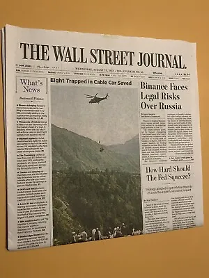$5.99 • Buy The Wall Street Journal  August 23 2023 Eight Trapped Cable Car, Binance Russia 