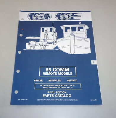 Parts Catalog Omc Evinrude Johnson Outboard 65 Comm Remote Models Stand 05/92 • $21.20