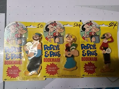 Vintage Bookmark Popeye Olive Oil Brutus 1980 Popeye And Pals Lot Of 3 • $20