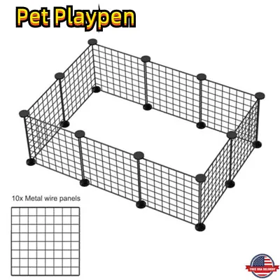 10 Panels Metal Large Dog Playpen Pet Fence DIY Pen For Dog Pets Use In/Outdoor • $23.90