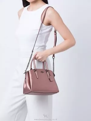 Coach Metallic Dark Blush Mini Sage Crossbody Top Handle Carryall Handbag Bag • $250