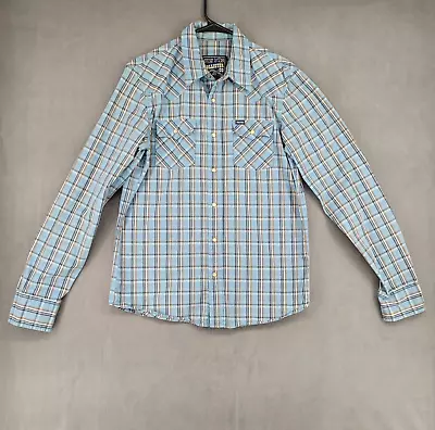 Hollister Mens Shirt Size M Blue Button Plaid Long Sleeve Western Pearl Snap • $17.99