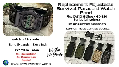 Casio G-Shock GD-350 Series Adjustable Paracord Survival Band Curved Buckle • $74.10
