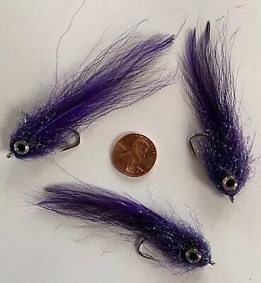 Saltwater KINKY MUDDLER PURPLE & BLACK FISHING FLY ~ Size 2 ~ Three (3) Flies • $9.49