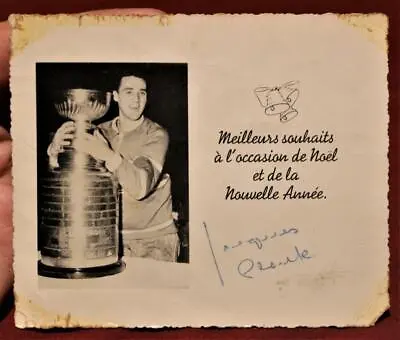 Rare 50's Jacques Plante Montreal Canadiens Stanley Cup Signed Christmas Card ! • $1249.99