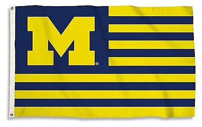 Michigan Wolverines Flag Banner 3x5 Stripes Nation Design Premium With Metal... • $27.79