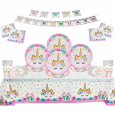 Unicorn Birthday Party Supplies Children Tableware Decorations Girls Balloons UK • £3.48
