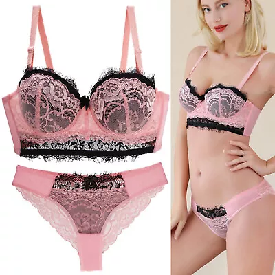 UK Women Padded Push Up Multiway  Strapless Bra Sets Panties Sexy Lace Bra Sets • £10.98