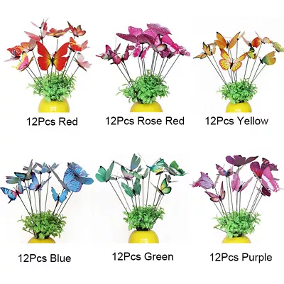 Fairy Garden Butterflies On Sticks Outdoor House Flower Pot Yard Ornament • £4.84