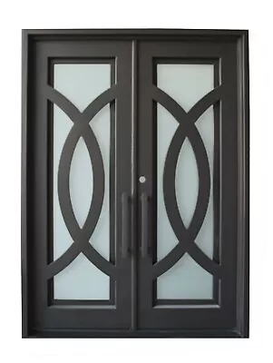 Bellevue  Front Entry Wrought Iron Door Frost Glass 62  X 96  Right Active • $3995