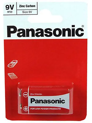 OFFICIAL PANASONIC HEAVY DUTY 9v 9 VOLT BLOCK BATTERY CELL PP3 GENUINE • £2.60