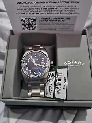 Rotary Commando Automatic Watch Men's Silver/Blue GB05470/52 • £179.99