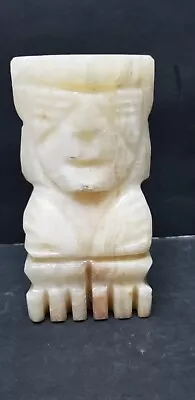 Vtg Tiki Totem Aztec Mayan Hand Carved Alabaster Marble Statue 6 1/2  • $13.49